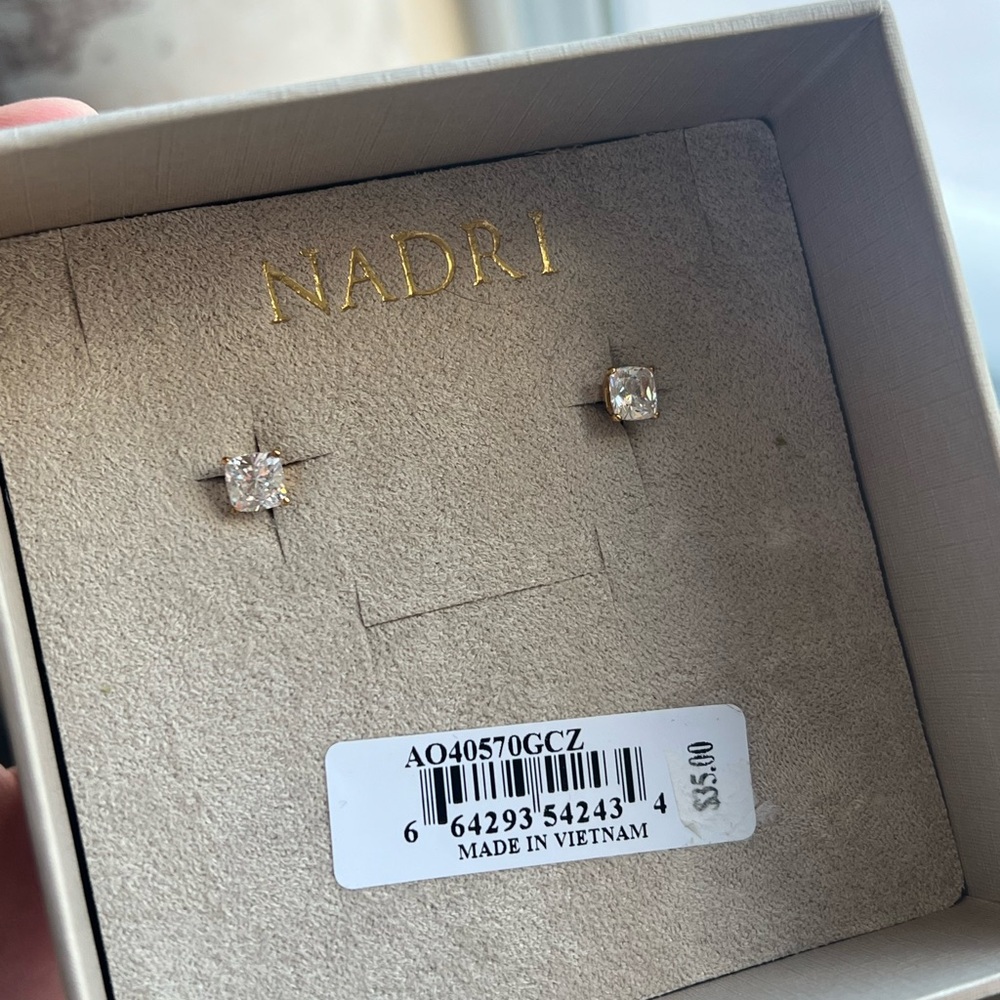 Nadri Elegant Gold and Clear Crystal Earrings